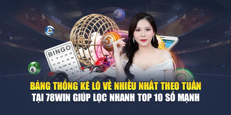 Bảng thống kê lô về nhiều nhất theo tuần tại 78WIN giúp lọc nhanh top 10 số mạnh